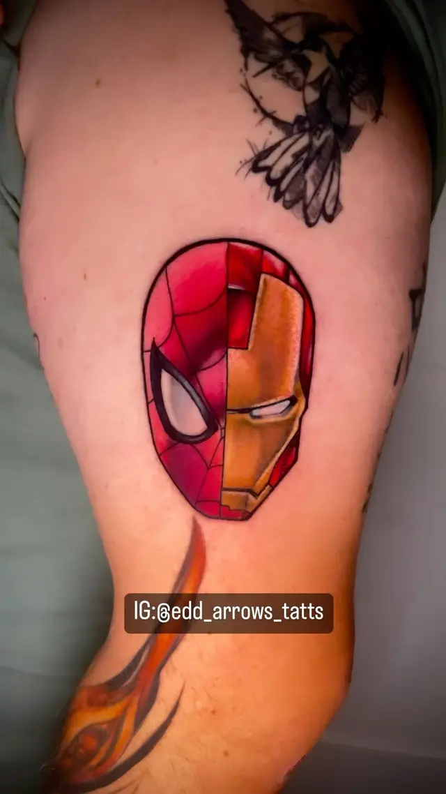 Máscara de Spider-Man y Iron Man